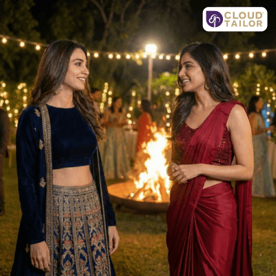 Sankranti outfit styled as elegant festive wear with traditional outfits